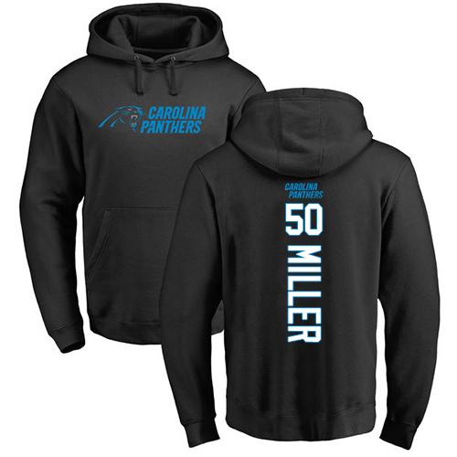 Carolina Panthers Men Black Christian Miller Backer NFL Football #50 Pullover Hoodie Sweatshirts